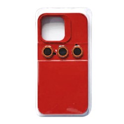 Capa de Silicone com Conjunto de Vidro de Câmera Separado para Apple iPhone 15 Pro Max Vermelho Capa de Silicone com Conjunto de Vidro de Câmera Separado para Apple iPhone 15 Pro Max Vermelho